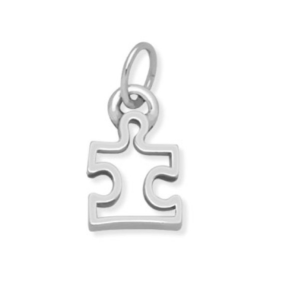 Puzzle piece charm (silver tone) - Picture 1 of 1